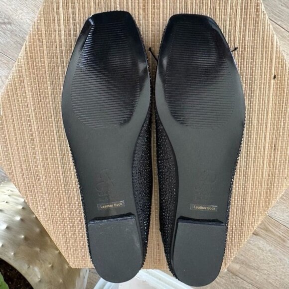Adrianna Papell Black Sheer Mesh Black Crystal Embellished Ballet Flats Size 8.5 - Picture 12 of 13